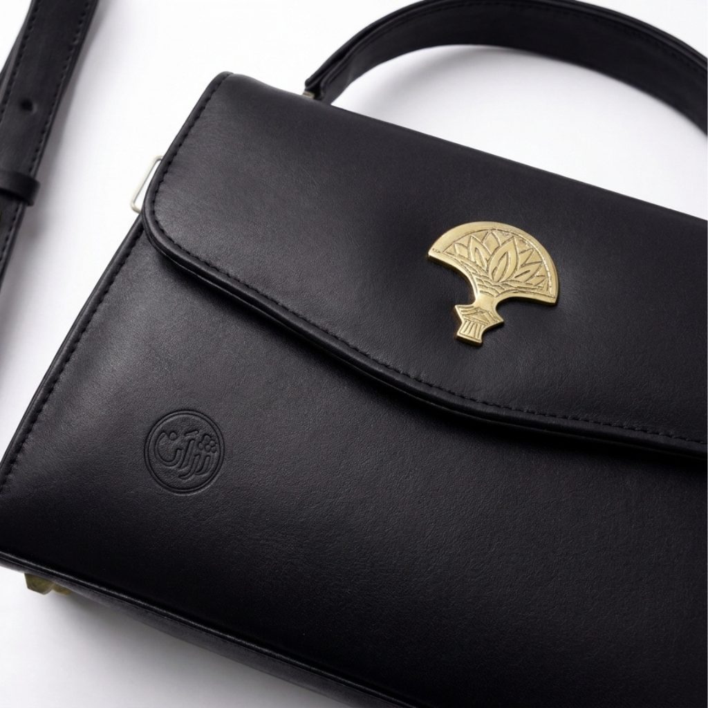 Classic Black Leather with Free Belt Handbag for Women
