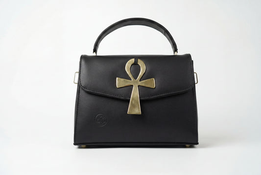Classic Black Leather With Pharaoh's Life Key for Women