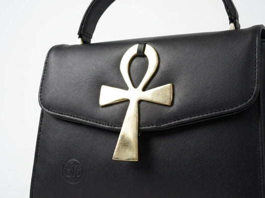 Classic Black Leather With Pharaoh's Life Key for Women