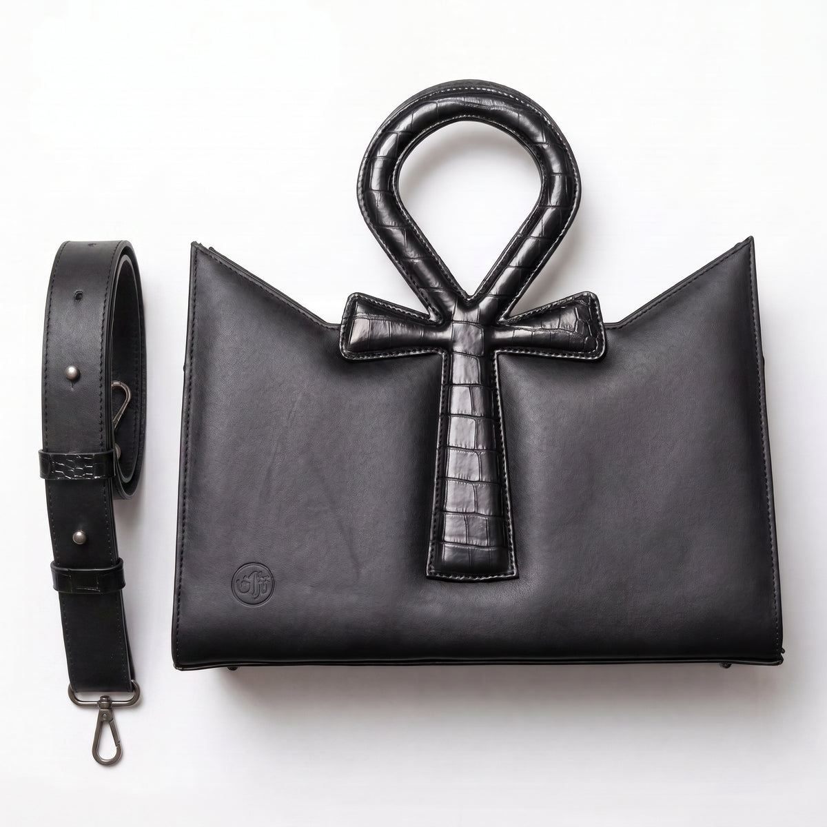 Black Leather With Pharaoh's Life Key Classical for Women